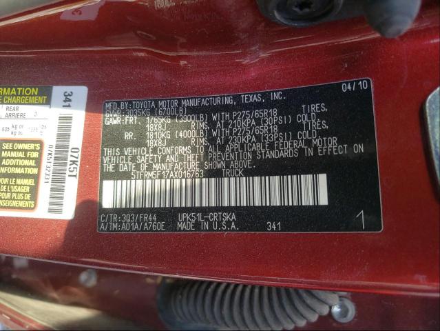 Photo 9 VIN: 5TFRM5F17AX016763 - TOYOTA TUNDRA DOU 