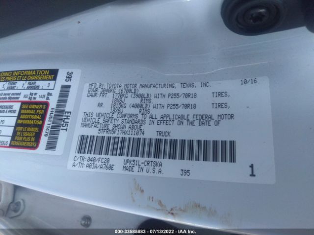 Photo 8 VIN: 5TFRM5F17HX111074 - TOYOTA TUNDRA 2WD 