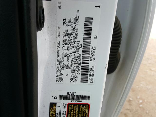 Photo 9 VIN: 5TFRM5F18DX063658 - TOYOTA TUNDRA DOU 