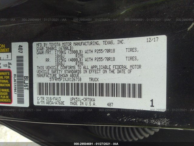 Photo 8 VIN: 5TFRM5F1XJX126710 - TOYOTA TUNDRA 2WD 