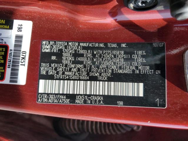 Photo 11 VIN: 5TFRT54158X016664 - TOYOTA TUNDRA DOU 