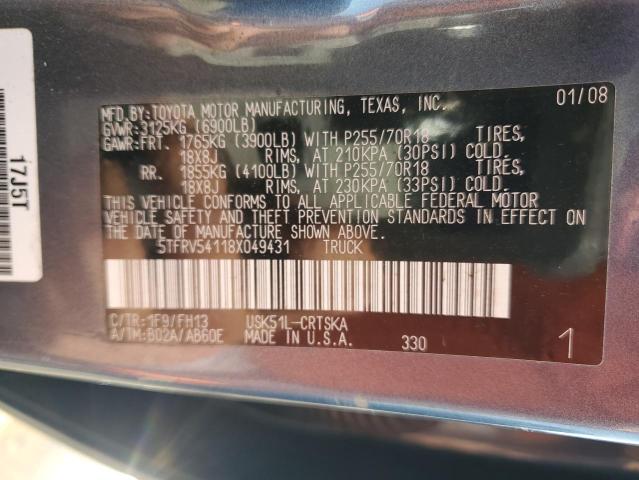 Photo 12 VIN: 5TFRV54118X049431 - TOYOTA TUNDRA 