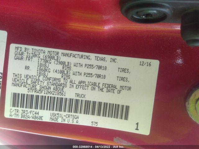 Photo 8 VIN: 5TFRW5F12HX218561 - TOYOTA TUNDRA 2WD 