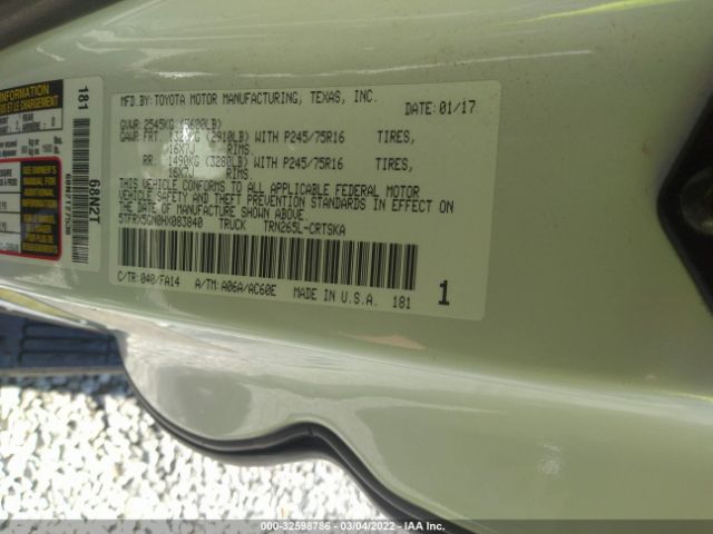 Photo 8 VIN: 5TFRX5GN0HX083840 - TOYOTA TACOMA 