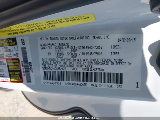 Photo 8 VIN: 5TFRX5GN4GX052427 - TOYOTA TACOMA 