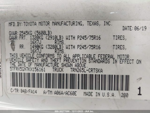 Photo 8 VIN: 5TFRX5GN7KX156161 - TOYOTA TACOMA 