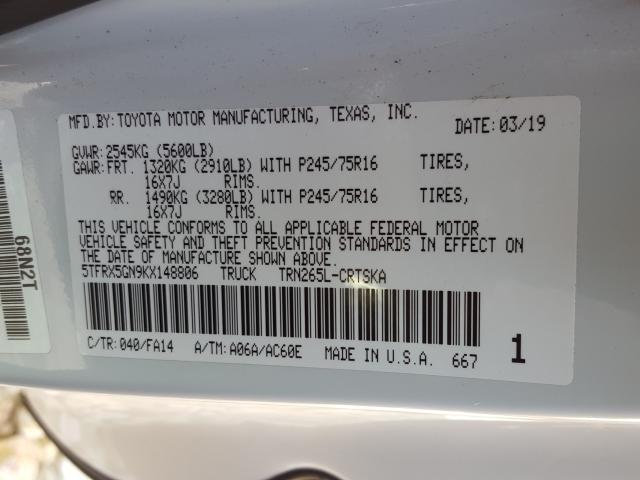 Photo 9 VIN: 5TFRX5GN9KX148806 - TOYOTA TACOMA ACC 