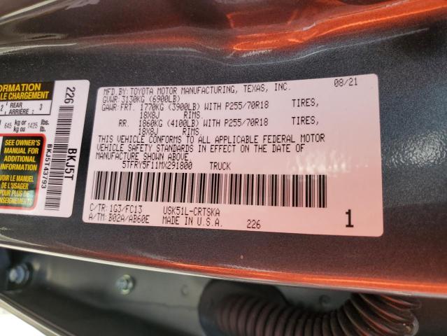 Photo 11 VIN: 5TFRY5F11MX291800 - TOYOTA TUNDRA DOU 