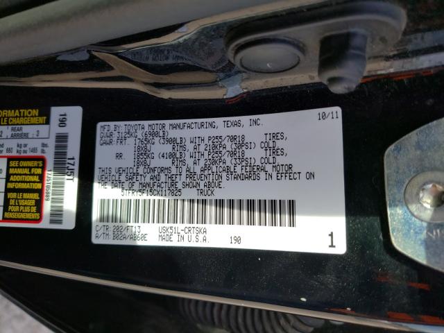 Photo 9 VIN: 5TFRY5F15CX117825 - TOYOTA TUNDRA DOU 