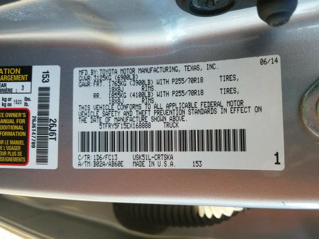 Photo 9 VIN: 5TFRY5F15EX168888 - TOYOTA TUNDRA DOU 