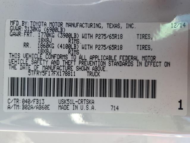 Photo 11 VIN: 5TFRY5F17FX178811 - TOYOTA TUNDRA DOU 