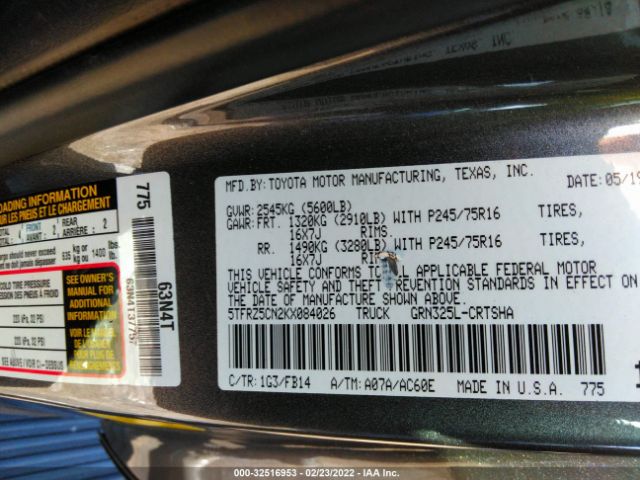 Photo 8 VIN: 5TFRZ5CN2KX084026 - TOYOTA TACOMA 2WD 