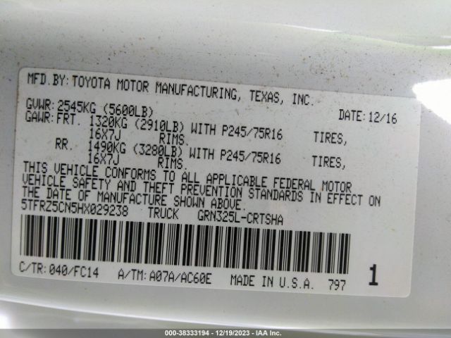 Photo 8 VIN: 5TFRZ5CN5HX029238 - TOYOTA TACOMA 