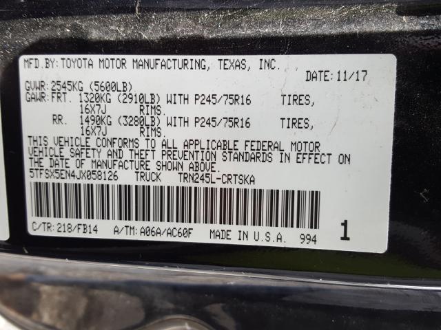 Photo 9 VIN: 5TFSX5EN4JX058126 - TOYOTA TACOMA ACC 