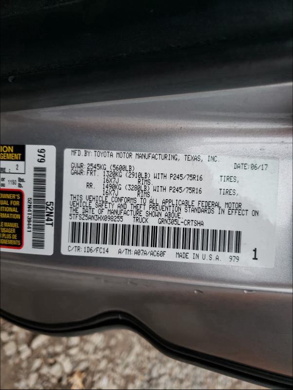 Photo 9 VIN: 5TFSZ5AN3HX098255 - TOYOTA TACOMA ACC 