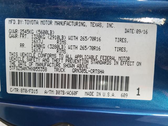 Photo 9 VIN: 5TFSZ5AN7HX055358 - TOYOTA TACOMA ACC 