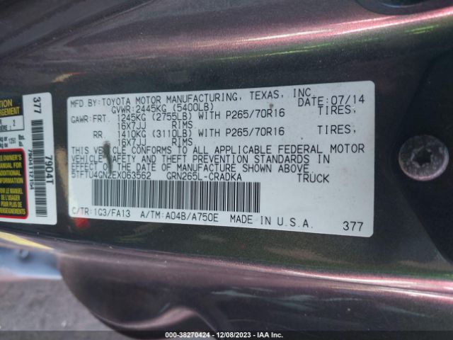 Photo 8 VIN: 5TFTU4GN2EX063562 - FORD FUSION 