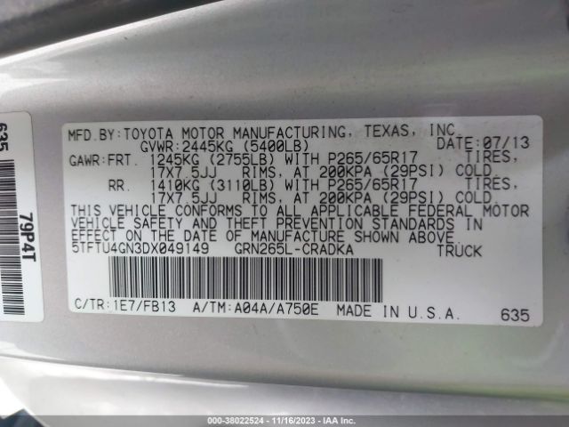 Photo 8 VIN: 5TFTU4GN3DX049149 - TOYOTA TACOMA 