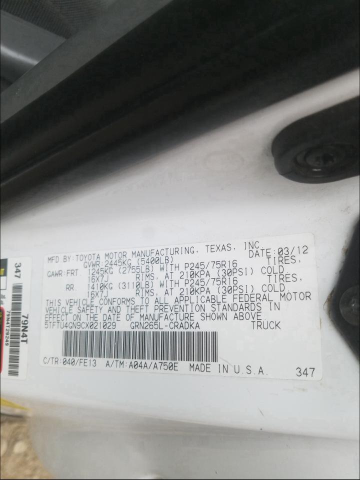 Photo 9 VIN: 5TFTU4GN9CX021029 - TOYOTA TACOMA PRE 