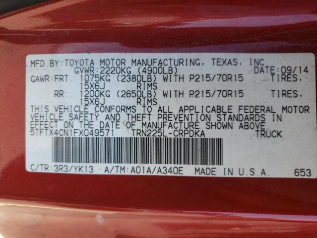 Photo 9 VIN: 5TFTX4CN1FX049571 - TOYOTA TACOMA ACC 