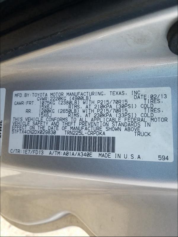 Photo 9 VIN: 5TFTX4CN2DX029830 - TOYOTA TACOMA ACC 