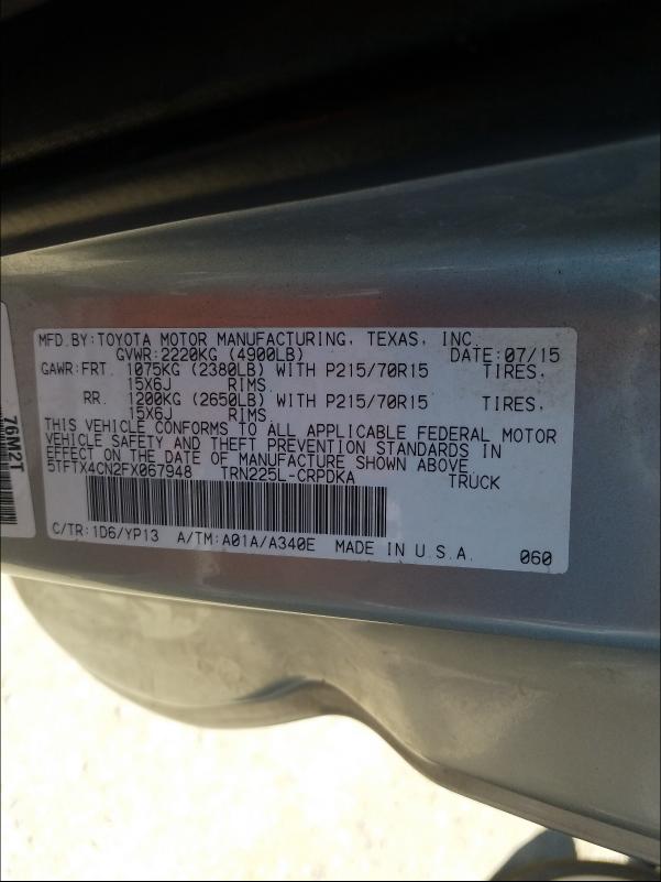 Photo 9 VIN: 5TFTX4CN2FX067948 - TOYOTA TACOMA ACC 