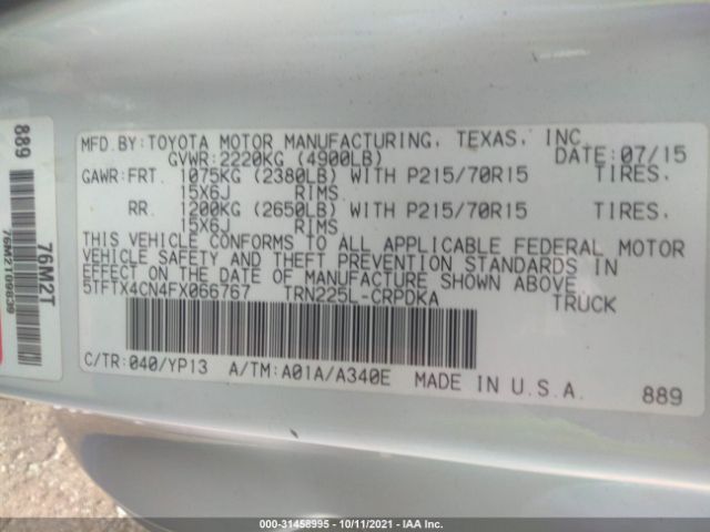 Photo 8 VIN: 5TFTX4CN4FX066767 - TOYOTA TACOMA 