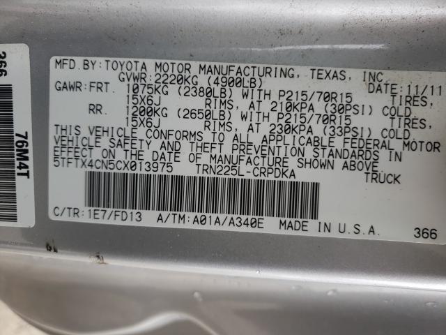 Photo 9 VIN: 5TFTX4CN5CX013975 - TOYOTA TACOMA ACC 