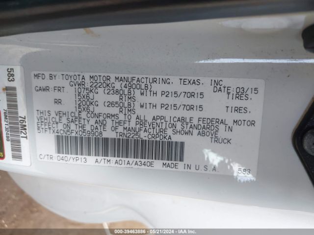 Photo 8 VIN: 5TFTX4CN5FX059908 - TOYOTA TACOMA 