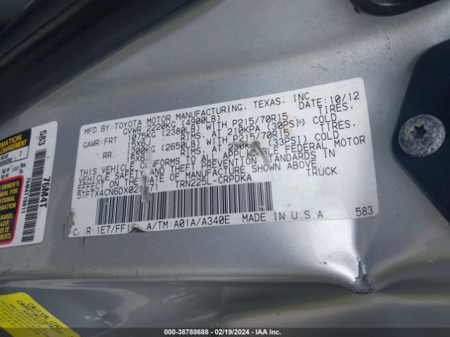 Photo 8 VIN: 5TFTX4CN6DX025571 - TOYOTA TACOMA 