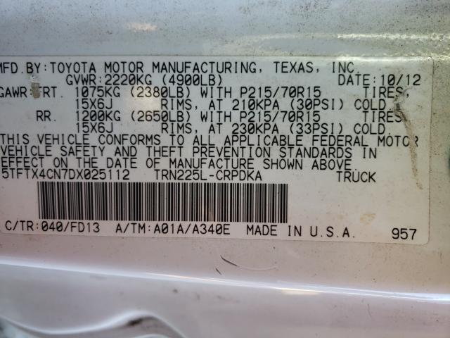 Photo 9 VIN: 5TFTX4CN7DX025112 - TOYOTA TACOMA ACC 