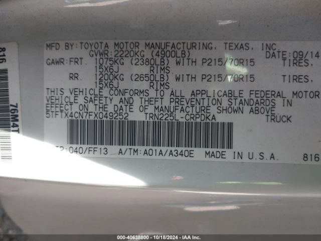 Photo 8 VIN: 5TFTX4CN7FX049252 - TOYOTA TACOMA 