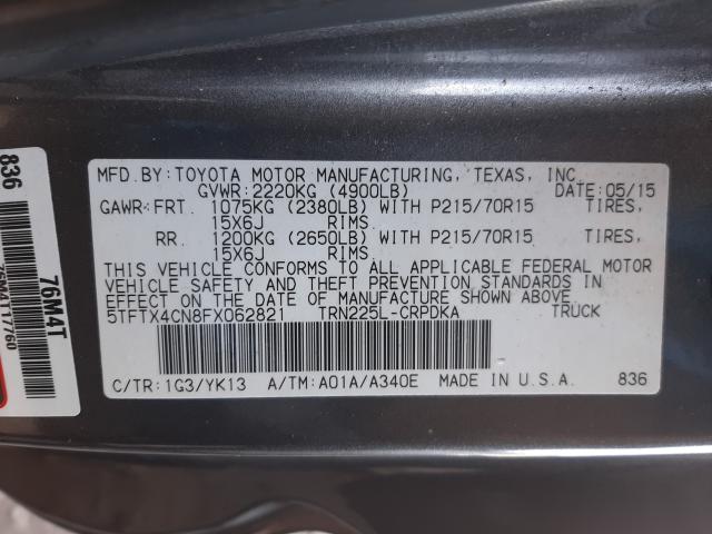 Photo 9 VIN: 5TFTX4CN8FX062821 - TOYOTA TACOMA ACC 