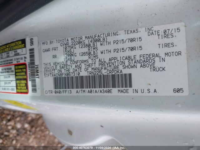 Photo 8 VIN: 5TFTX4CN8FX067310 - TOYOTA TACOMA 