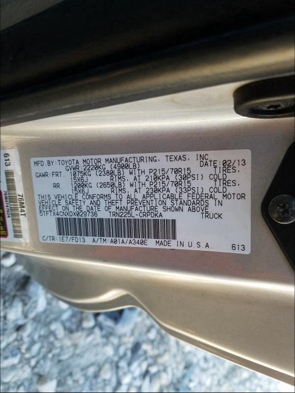 Photo 9 VIN: 5TFTX4CNXDX029736 - TOYOTA TACOMA ACC 