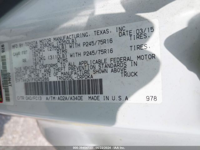 Photo 8 VIN: 5TFTX4GN1FX045286 - TOYOTA TACOMA 