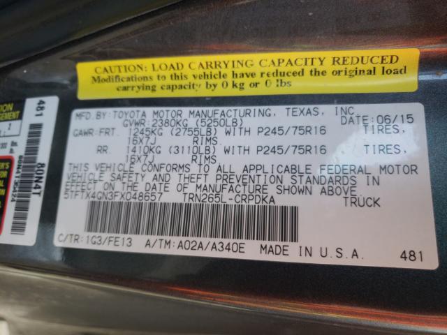 Photo 9 VIN: 5TFTX4GN3FX048657 - TOYOTA TACOMA PRE 