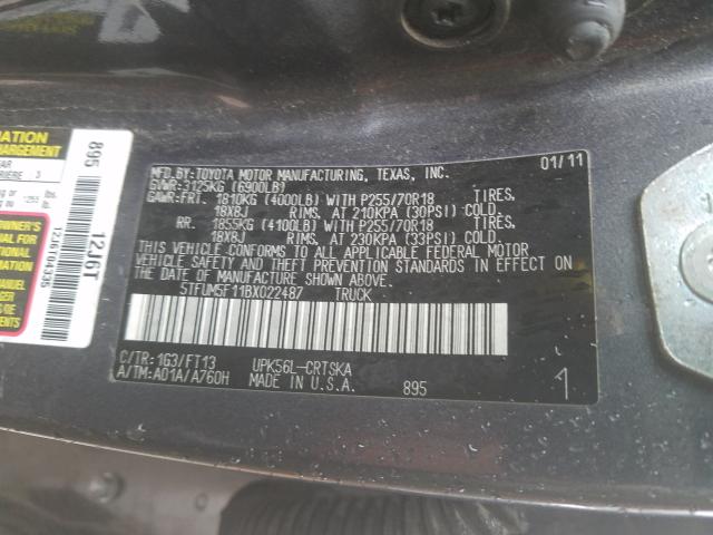 Photo 9 VIN: 5TFUM5F11BX022487 - TOYOTA TUNDRA DOU 