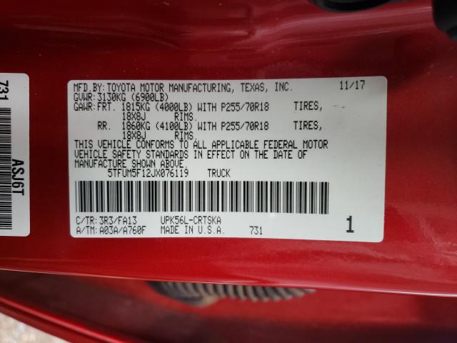 Photo 9 VIN: 5TFUM5F12JX076119 - TOYOTA TUNDRA DOU 