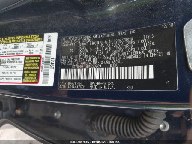 Photo 8 VIN: 5TFUM5F19BX020969 - TOYOTA TUNDRA 