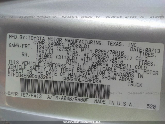 Photo 8 VIN: 5TFUU4EN0DX082861 - TOYOTA TACOMA 