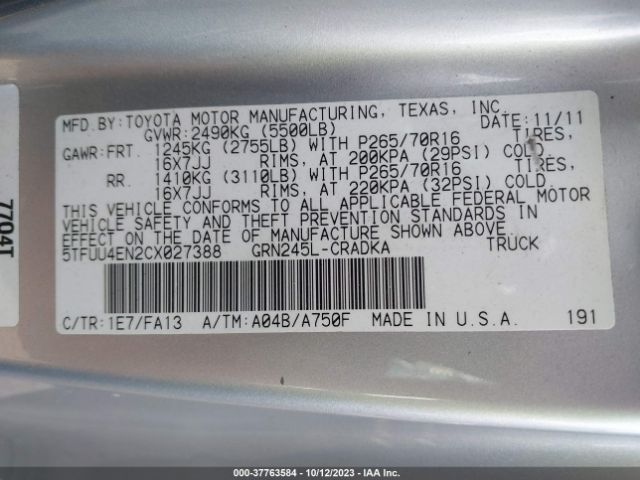 Photo 8 VIN: 5TFUU4EN2CX027388 - TOYOTA TACOMA 