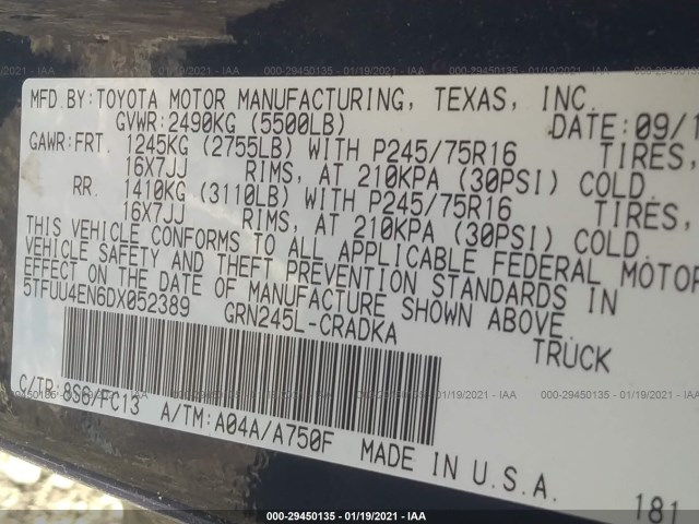 Photo 8 VIN: 5TFUU4EN6DX052389 - TOYOTA TACOMA 