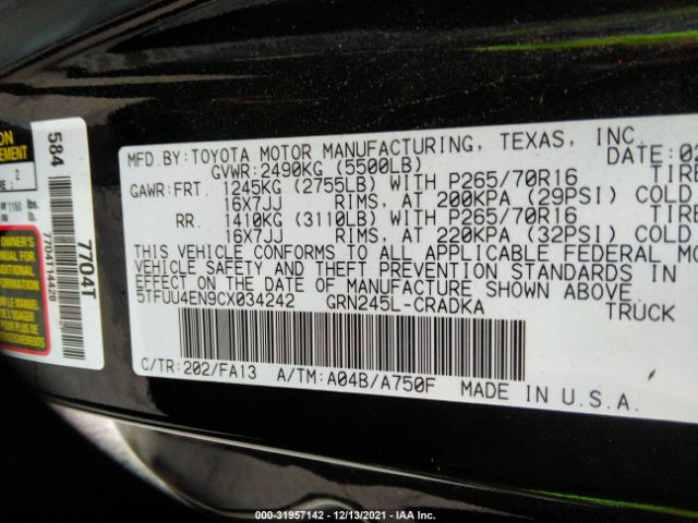 Photo 8 VIN: 5TFUU4EN9CX034242 - TOYOTA TACOMA 