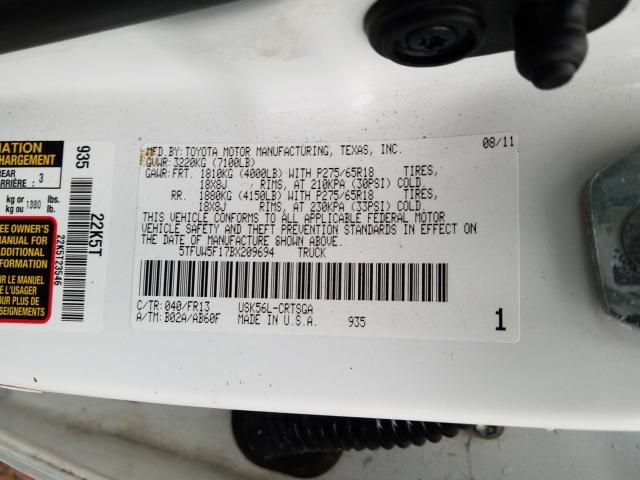 Photo 9 VIN: 5TFUW5F17BX209694 - TOYOTA TUNDRA DOU 