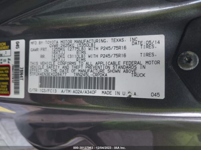 Photo 8 VIN: 5TFUX4EN3EX028477 - TOYOTA TACOMA 