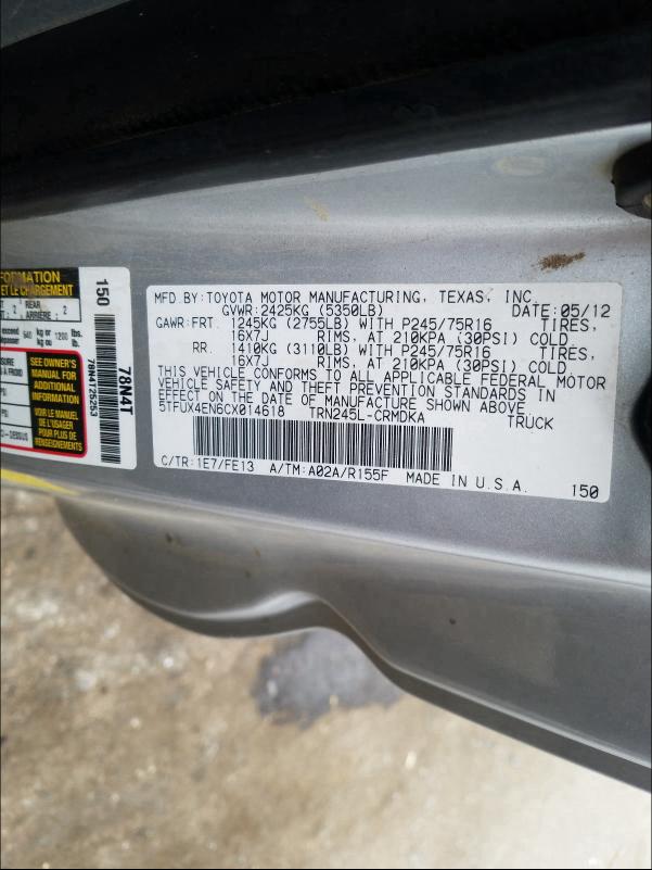 Photo 9 VIN: 5TFUX4EN6CX014618 - TOYOTA TACOMA ACC 