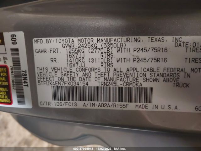 Photo 8 VIN: 5TFUX4EN7FX034154 - TOYOTA TACOMA 