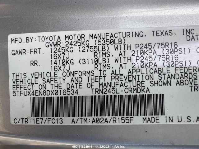 Photo 8 VIN: 5TFUX4EN8DX016534 - TOYOTA TACOMA 