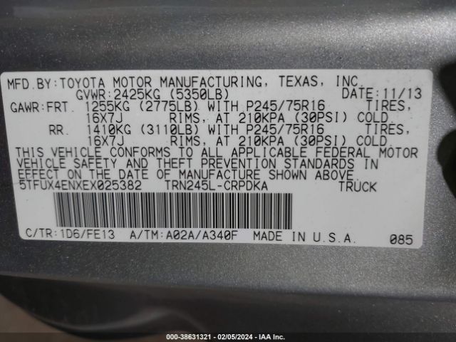 Photo 8 VIN: 5TFUX4ENXEX025382 - TOYOTA TACOMA 